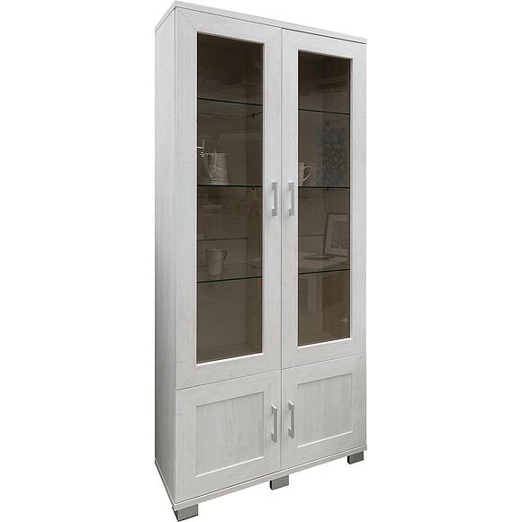 Шкаф с витриной «Оникс» П045.102, Основной материал: ЛДСП, Цвет: Сосна Каньон (shkaf_s_vetrinoi-dvoinoi_P045-102_sosna_randers.jpg) Шкаф с витриной «Оникс» П045.102