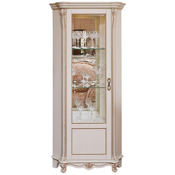 Шкаф с витриной «Алези» П1.350.0.13-01 (П350.13-01), Основной материал: массив дуба, Цвет: Слоновая кость с золочением (shkaf_s_vitrinoi_alezi_10_p350_13-01_slon_kost.jpg) Шкаф с витриной «Алези» П1.350.0.13-01 (П350.13-01)