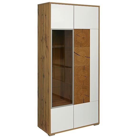 Шкаф с витриной «Гелиос» П550.01, Основной материал: ЛДСП+МДФ, Цвет: Дуб Вотан + белый (shkaf_s_vitrinoi_gelios_550_015aebfc0923bbb.jpg) Шкаф с витриной «Гелиос» П550.01