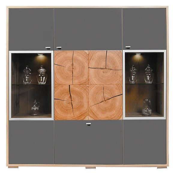 Шкаф с витриной «Гелиос» П550.02, Основной материал: ЛДСП+МДФ, Цвет: Дуб Вотан + серый (shkaf_s_vitrinoi_gelios_550_02_grey5bd6bfb2c86c7.jpg) Шкаф с витриной «Гелиос» П550.02