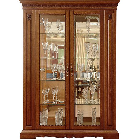 Шкаф с витриной «Милана 5» П4.265.0.05(265.05), Основной материал: массив дуба, Цвет: Черешня (shkaf_s_vitrinoi_milana_5_p265_05_chereshnya.jpg) Шкаф с витриной «Милана 5» П4.265.0.05(265.05)