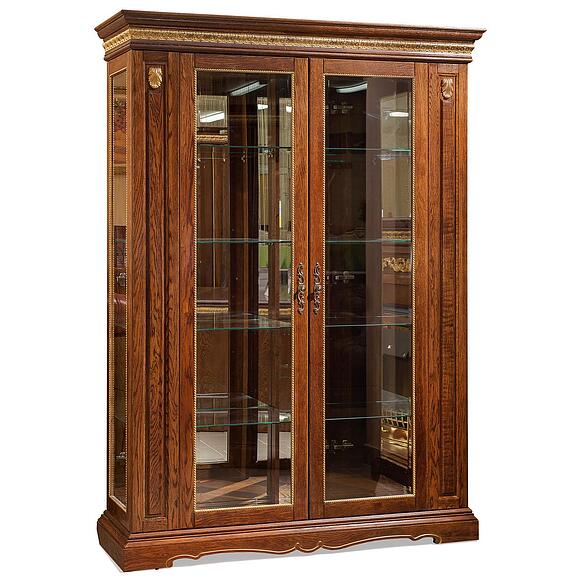 Шкаф с витриной «Милана 5» П4.265.0.05(265.05), Основной материал: массив дуба, Цвет: Черешня с золочением (shkaf_s_vitrinoi_milana_5_p265_05_chereshnya_zoloto.jpg) Шкаф с витриной «Милана 5» П4.265.0.05(265.05)