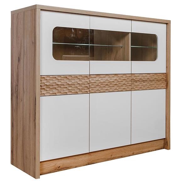 Шкаф с витриной «Рондо 6» П553.06 (уценка), Цвет: Дуб Вотан + белый (shkaf_s_vitrinoy_6_rondo_p553_06.jpg) Шкаф с витриной «Рондо 6» П553.06 (уценка)