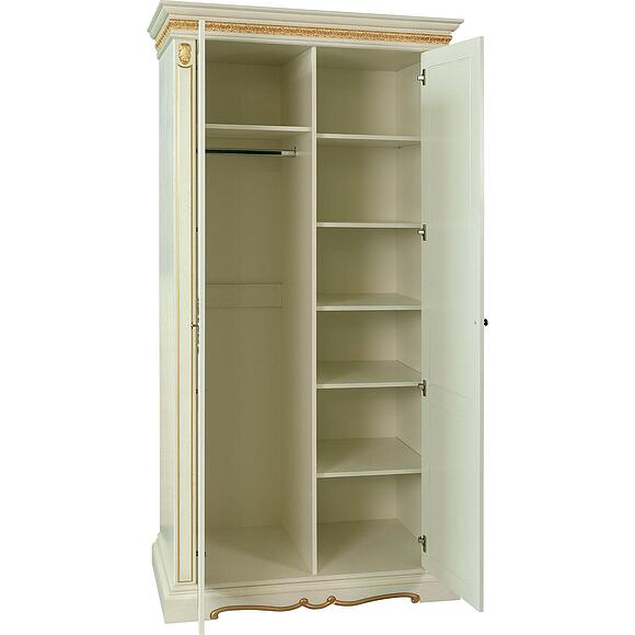 Шкаф «Милана 10» П4.265.1.10(294.10), Основной материал: массив дуба, Цвет: Слоновая кость с золочением