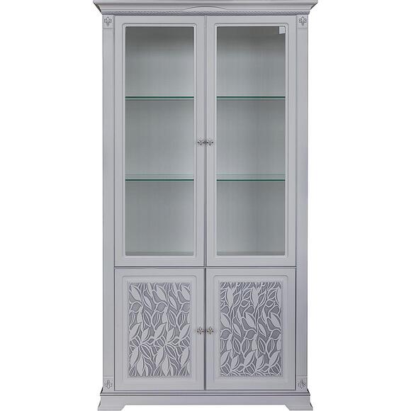 Шкаф с витриной «Мартина 2 3Д» П573.02 3Д , Основной материал: ЛДСП+МДФ, Цвет: Молоко с серебром