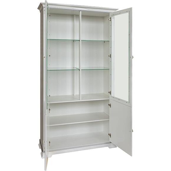 Шкаф с витриной «Мартина 2 3Д» П573.02 3Д , Основной материал: ЛДСП+МДФ, Цвет: Молоко с серебром