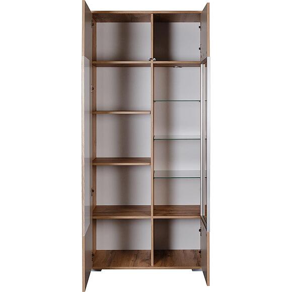 Шкаф с витриной «Гелиос» П550.01-01, Основной материал: ЛДСП+МДФ, Цвет: Дуб Вотан + белый (550-01_01.jpg) Шкаф с витриной «Гелиос» П550.01-01, Основной материал: ЛДСП+МДФ, Цвет: Дуб Вотан + белый