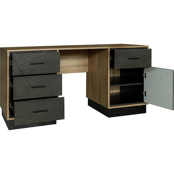 Стол письменный «Лайн» П6.619.2.15 (П619.15), Основной материал: МДФ+ПВХ, Цвет: Камень серый/Дуб вотан/Чёрный