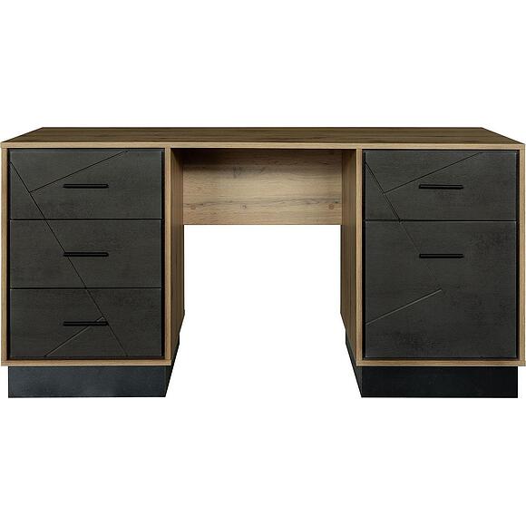 Стол письменный «Лайн» П6.619.2.15 (П619.15), Основной материал: МДФ+ПВХ, Цвет: Камень серый/Дуб вотан/Чёрный