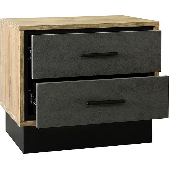 Тумба прикроватная «Лайн» П6.619.1.04 (П620.04), Цвет: Камень серый/Дуб вотан/Чёрный