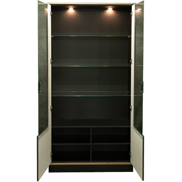 Шкаф «Лайн» П6.619.0.10 (П619.10), Основной материал: ЛДСП, Цвет: Камень серый/Дуб вотан/Чёрный