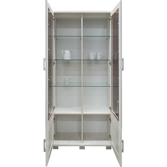 Шкаф с витриной «Оникс» П045.102, Основной материал: ЛДСП, Цвет: Сосна Каньон (shkaf_s_vetrinoi_dvoinoi_P045-102_sosna_rand.jpg) Шкаф с витриной «Оникс» П045.102, Основной материал: ЛДСП, Цвет: Сосна Каньон