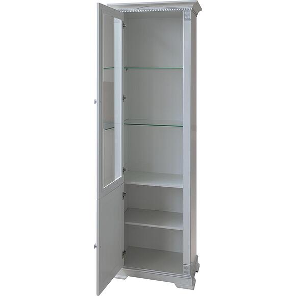 Шкаф с витриной «Мартина Люкс 1.1» П575.01-1, Основной материал: ЛДСП+МДФ, Цвет: Циркон с серебром