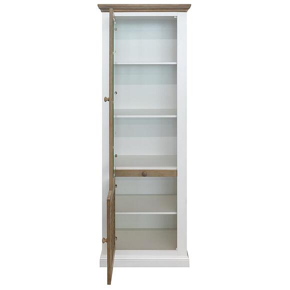 Шкаф с витриной «Мейсон» БМ2.861.0.05-01(2685-01), Основной материал: массив сосны, Цвет: белый воск + темпо