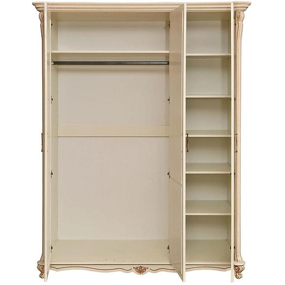 Шкаф для одежды 3д «Алези» П1.350.1.10 (П349.01/2), Основной материал: массив дуба, Цвет: Слоновая кость с золочением