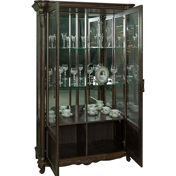 Шкаф с витриной «Алези» П1.350.0.19 (П350.19), Основной материал: массив дуба, Цвет: Табак