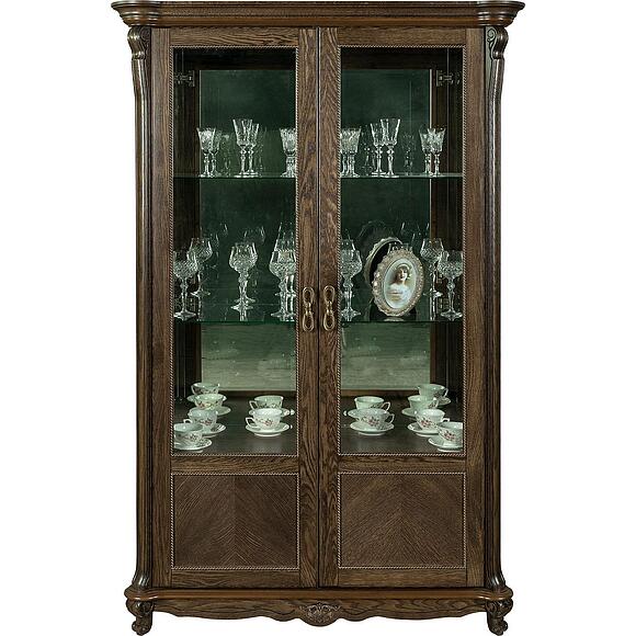 Шкаф с витриной «Алези» П1.350.0.19 (П350.19), Основной материал: массив дуба, Цвет: Табак