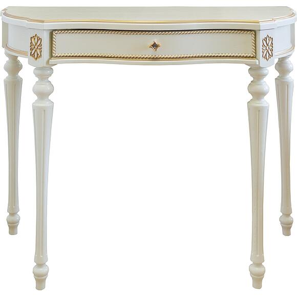 Стол-консоль П613.09, Основной материал: массив дуба, Цвет: Слоновая кость с золочением