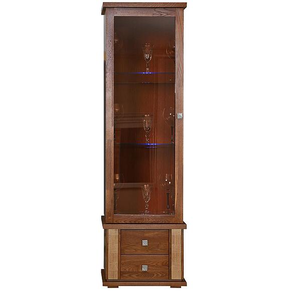 Шкаф с витриной «Тунис» П6.343.0.21-01 (П343.21Ш), Основной материал: ДСП+шпон, Цвет: Венге c золочением