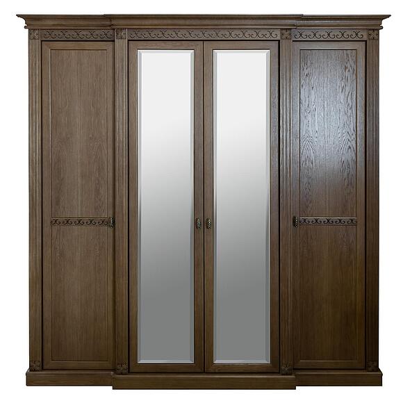 Шкаф для одежды 4д «Ярослава» БМ2.881.1.27-01(2710-01), Основной материал: массив дуба, Цвет: Орех