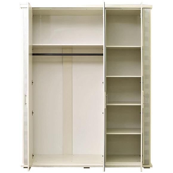 Шкаф для одежды «Тунис» П6.343.1.01-01 (П344.01), Основной материал: массив дуба, Цвет: Слоновая кость с серебром