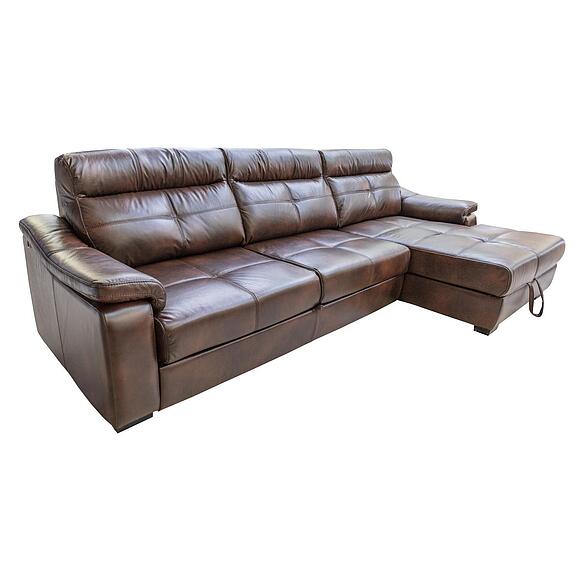 Угловой диван «Барселона 2» (3mL/R8mR/L), Основной материал: натуральная кожа, Группа ткани: 120 группа