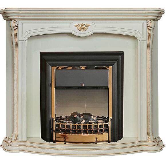 Портал для камина «Алези» П1.350.0.26 (П350.26), Основной материал: массив дуба, Цвет: Слоновая кость с золочением
