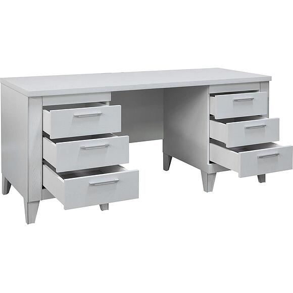 Стол письменный 2т «Амадей» П6.635.2.17 (П635.17), Основной материал: массив дуба, Цвет: Слоновая кость с серебром