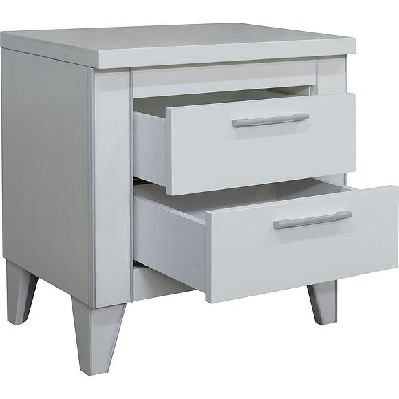 Тумба прикроватная «Амадей» П6.635.1.04, Основной материал: массив дуба, Цвет: Слоновая кость с серебром