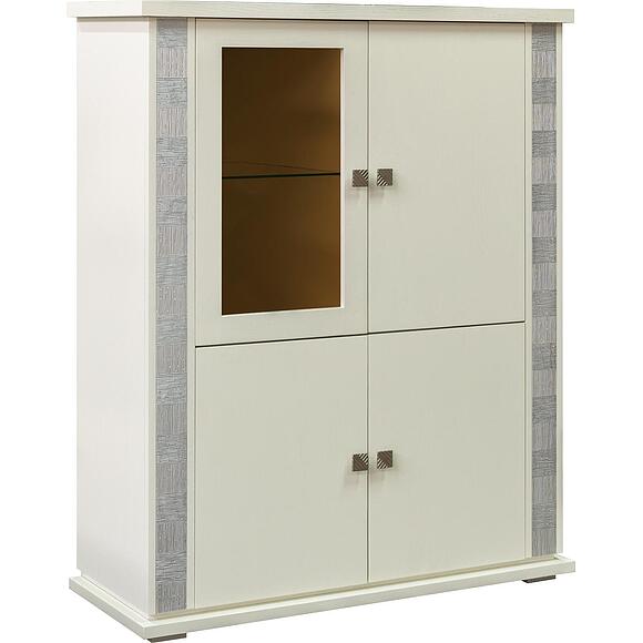 Тумба комбинированная «Тунис» П6.343.0.23 (П343.23/1Ш), Цвет: Слоновая кость с серебром