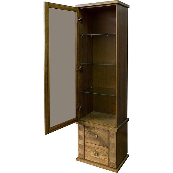 Шкаф с витриной «Тунис» П6.343.0.21-01 (П343.21Ш), Основной материал: ДСП+шпон, Цвет: дуб рустикаль с золочением