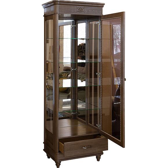 Шкаф-витрина «Юстина Люкс» БМ2.690.0.05(-01), Основной материал: массив дуба, Цвет: Орех