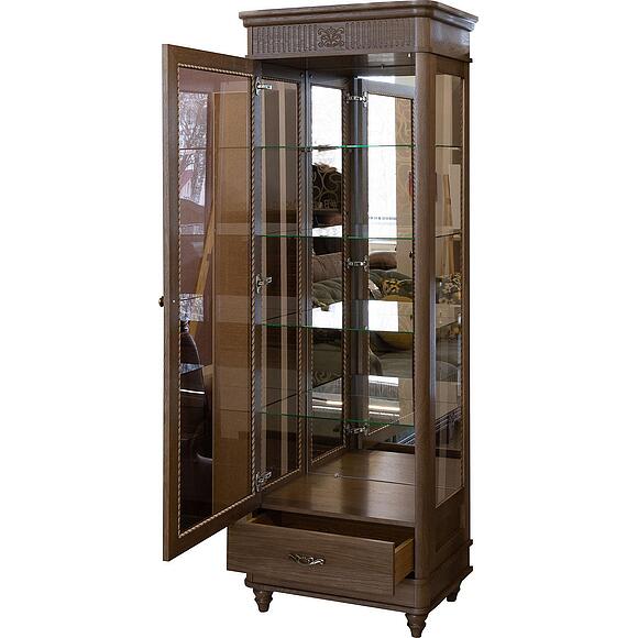 Шкаф-витрина «Юстина Люкс» БМ2.690.0.05(-01), Основной материал: массив дуба, Цвет: Орех
