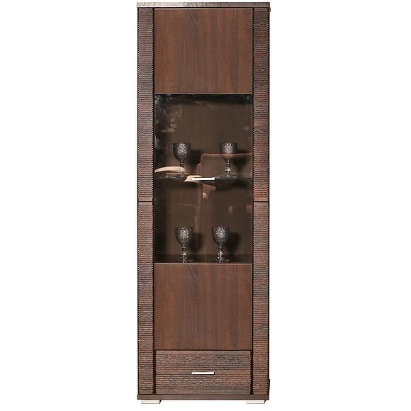 Шкаф с витриной «Гресс» П501.04 (Дуб Сонома тёмный), Основной материал: ЛДСП, Цвет: Дуб Сонома тёмный