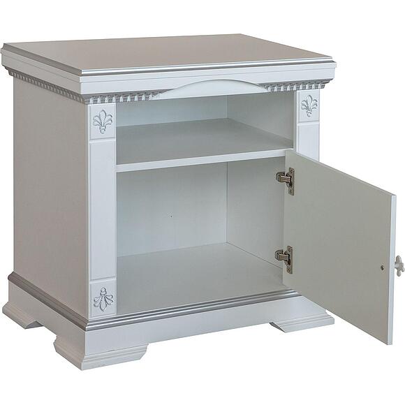 Тумба прикроватная «Мартина» П3.573.1.03, Основной материал: МДФ, Цвет: Молоко с серебром