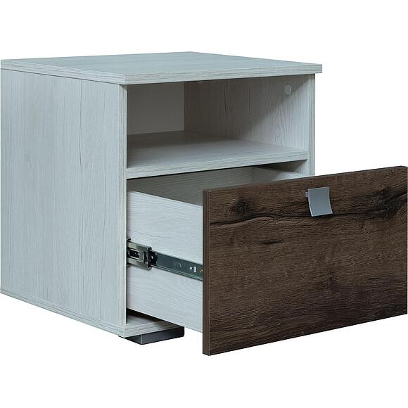 Тумба прикроватная  «Сорренто» П6.949.1.04, Основной материал: ЛДСП, Цвет: Дуб Бордо лайт + Дуб Монастырский (8C3A1968.jpg) Тумба прикроватная  «Сорренто» П6.949.1.04, Основной материал: ЛДСП, Цвет: Дуб Бордо лайт + Дуб Монастырский