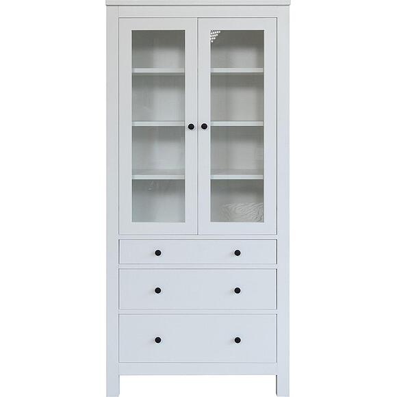 Шкаф-витрина 2д «Нортон» БМ2.768.0.06, Основной материал: массив сосны, Цвет: Белый воск