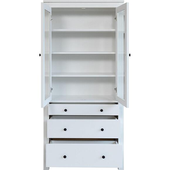 Шкаф-витрина 2д «Нортон» БМ2.768.0.06, Основной материал: массив сосны, Цвет: Белый воск