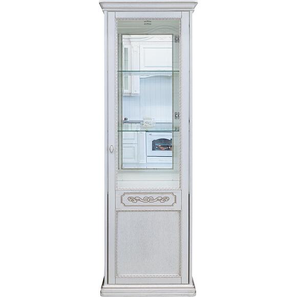 Шкаф-витрина «Бристоль» П3.588.0.01, Основной материал: массив дуба, Цвет: Молоко + розовый жемчуг