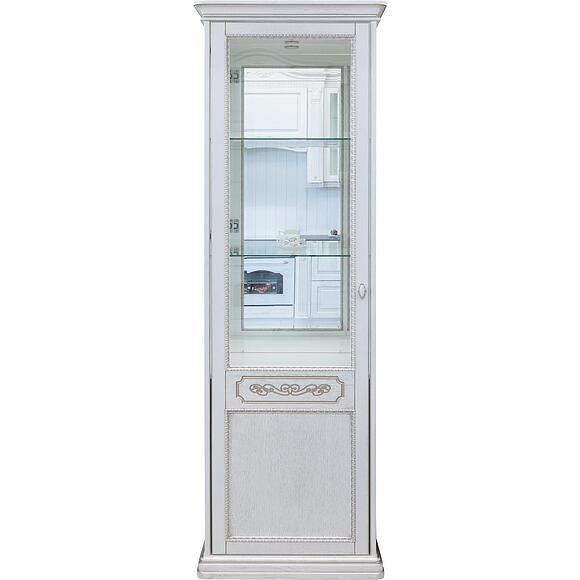 Шкаф-витрина «Бристоль» П3.588.0.01-01, Основной материал: массив дуба, Цвет: Молоко + розовый жемчуг