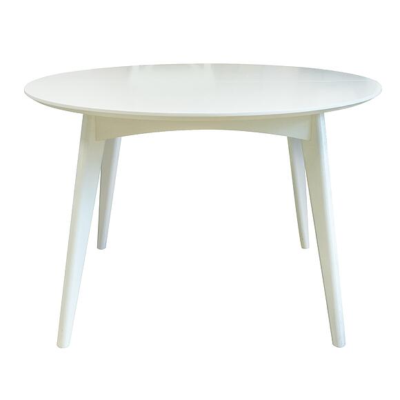 Стол «Моника П6.646.4.04(-Р), Основной материал: массив дуба, Цвет: Слоновая кость, Механизм трансформации: с механизмом, Размер: 1200/1550х1200х777 мм