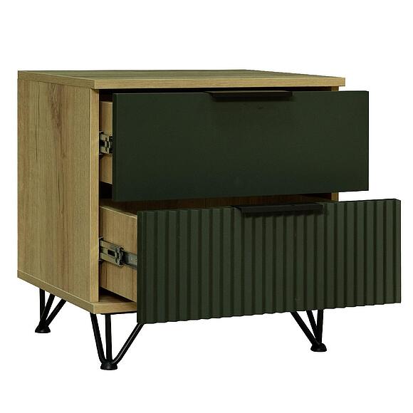 Тумба прикроватная «Рокси» П6.948.1.04, Основной материал: ЛДСП+МДФ, Цвет: Грин Софт+Дуб Кантри золотой