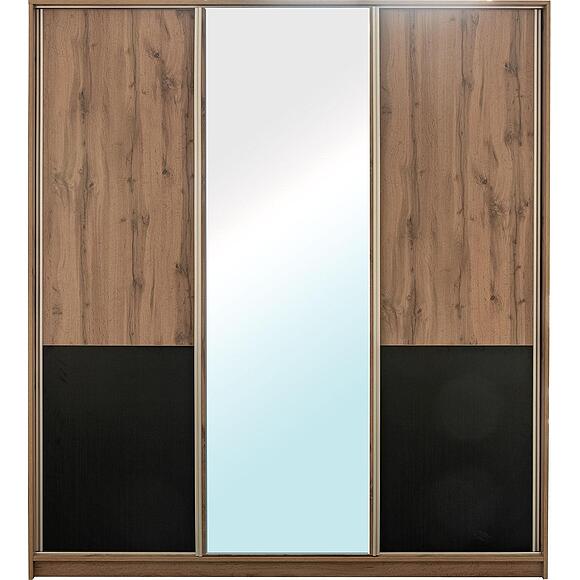 Шкаф-купе 3Д «Блэквуд Лофт» П3.0556.1.43, Основной материал: ЛДСП, Цвет: Дуб Вотан + чёрный