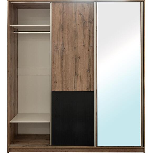 Шкаф-купе 3Д «Блэквуд Лофт» П3.0556.1.43, Основной материал: ЛДСП, Цвет: Дуб Вотан + чёрный