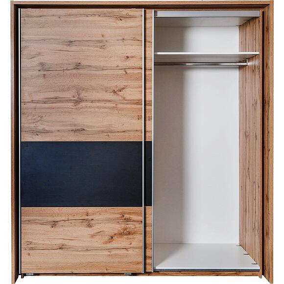 Шкаф-купе «Блэквуд Лофт» П3.0556.1.11, Основной материал: ЛДСП, Цвет: Дуб Вотан + чёрный (Shkaf-kype_Blekvud_P558-01--4.jpg) Шкаф-купе «Блэквуд Лофт» П3.0556.1.11, Основной материал: ЛДСП, Цвет: Дуб Вотан + чёрный