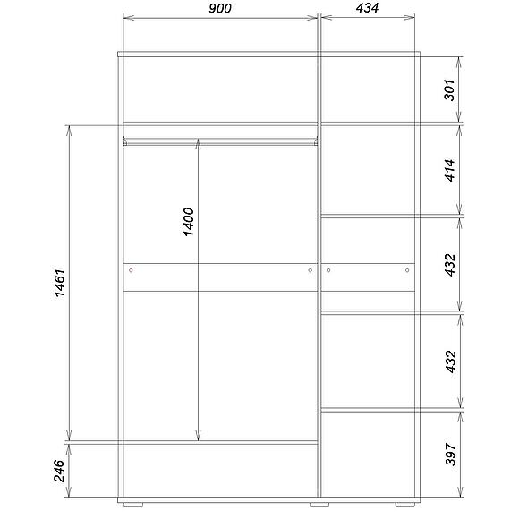 Шкаф для одежды «Блэквуд Лофт» П3.0556.1.28, Основной материал: ЛДСП, Цвет: Дуб Вотан + чёрный