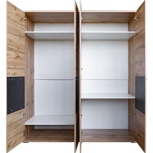 Шкаф для одежды «Блэквуд Лофт» П3.0556.1.29, Основной материал: ЛДСП, Цвет: Дуб Вотан + чёрный (P558-15_15da4674c38db2-1.jpg) Шкаф для одежды «Блэквуд Лофт» П3.0556.1.29, Основной материал: ЛДСП, Цвет: Дуб Вотан + чёрный