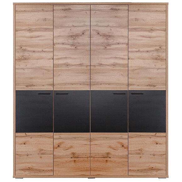 Шкаф для одежды «Блэквуд Лофт» П3.0556.1.29, Основной материал: ЛДСП, Цвет: Дуб Вотан + чёрный (P558-15_25da467478e522-1.jpg) Шкаф для одежды «Блэквуд Лофт» П3.0556.1.29, Основной материал: ЛДСП, Цвет: Дуб Вотан + чёрный