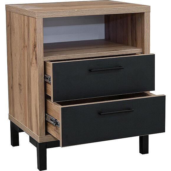 Тумба прикроватная «Блэквуд Лофт» П3.0556.1.17, Основной материал: ЛДСП, Цвет: Дуб Вотан + чёрный