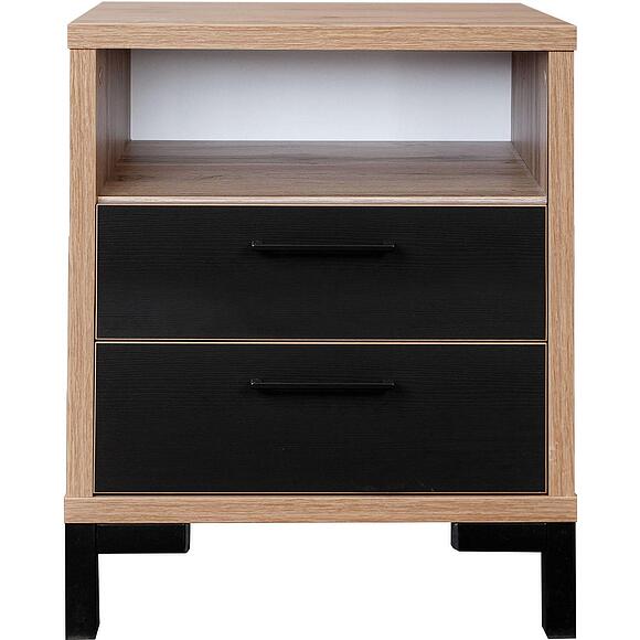 Тумба прикроватная «Блэквуд Лофт» П3.0556.1.17, Основной материал: ЛДСП, Цвет: Дуб Вотан + чёрный